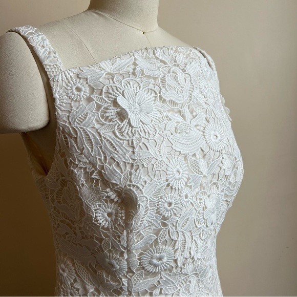 Carolina Herrera Square Neck Mini Dress in White - Picture 8 of 16